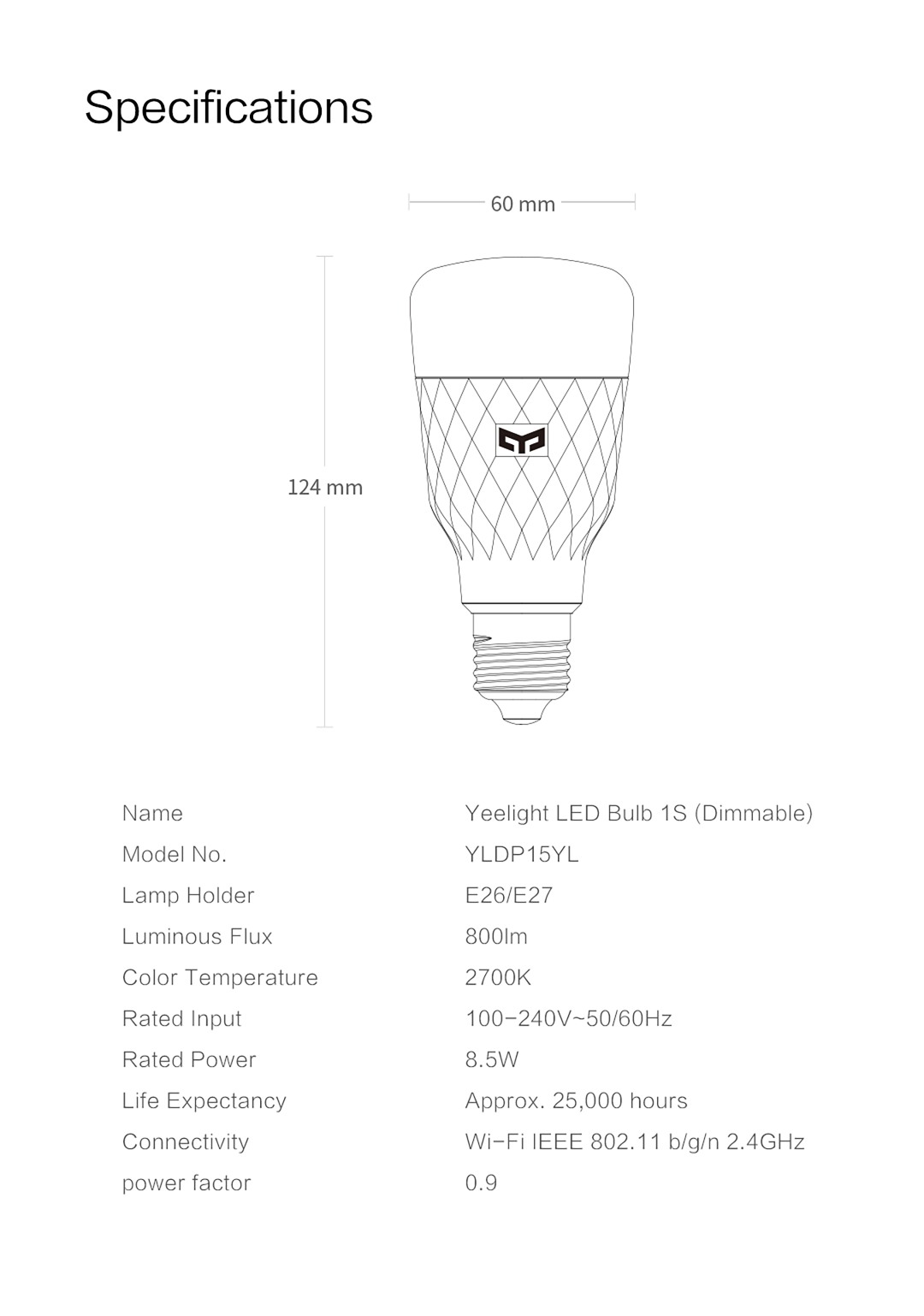 Xiaomi Yeelight LED Cold White 5W 7W 9W 6500K E27 Bulb Light 220V Lamp #3YE